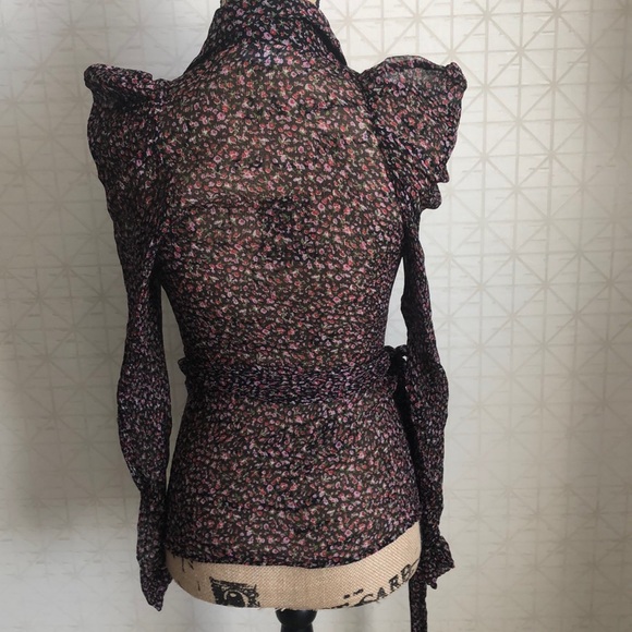 Krisstel Floral wrap style long sleeve blouse sm - Picture 3 of 8